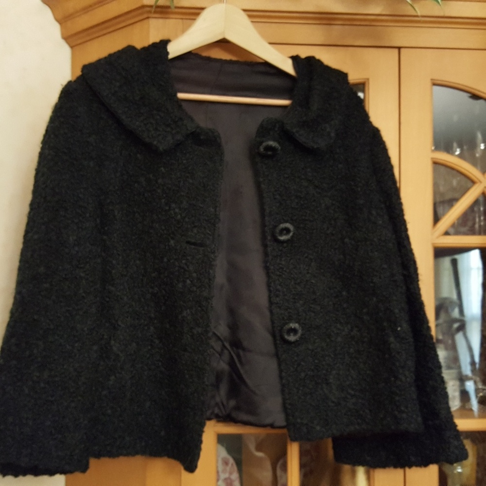 Vintage black wool cropped jacket